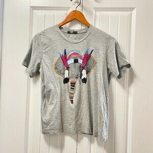 Markus Lupfer Beaded Tribal Elephant Tee Grey – S